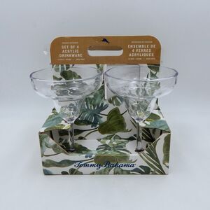 TOMMY BAHAMA Margarita Clear Acrylic Glasses 13.50 Oz Each Set Of 4